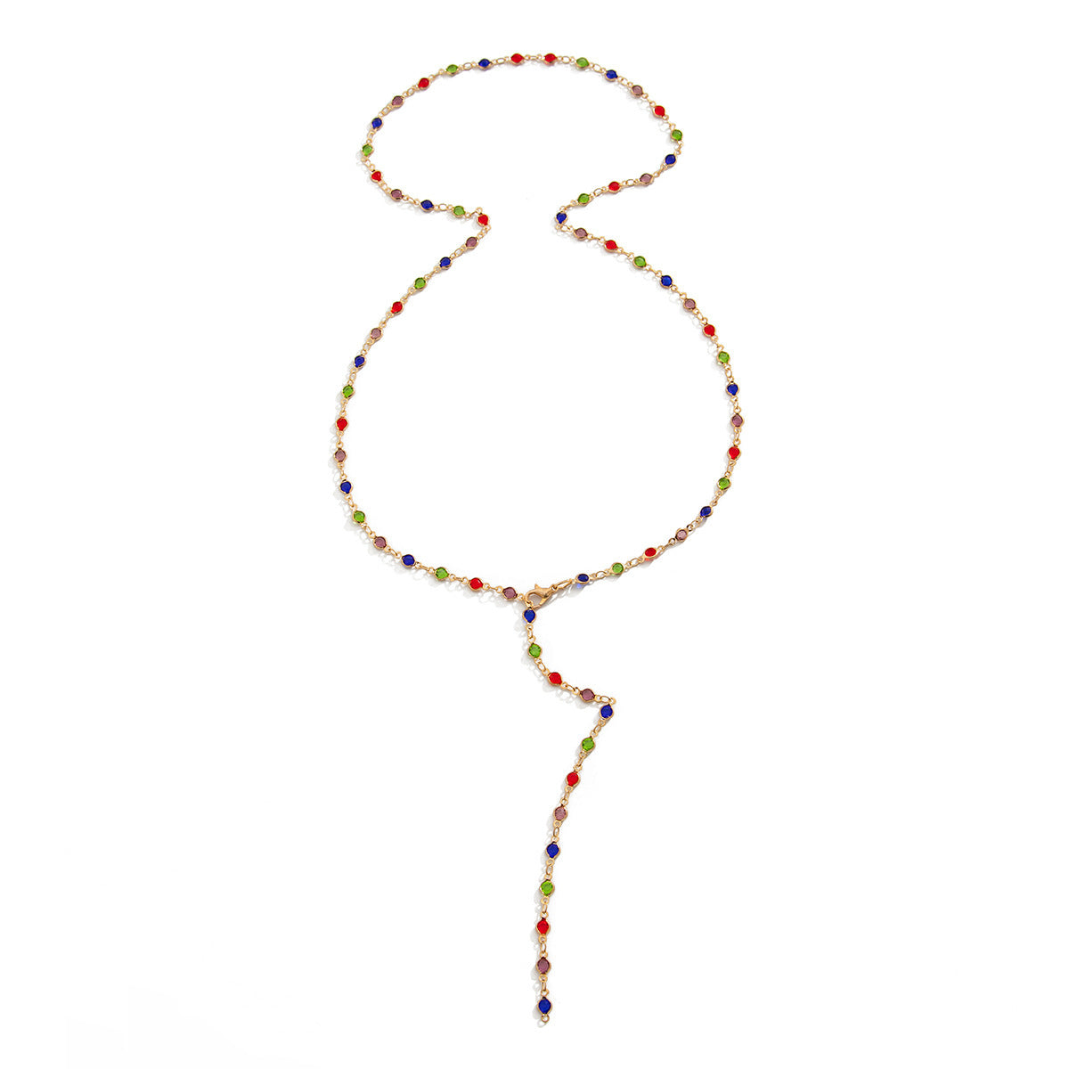 Collana a Y con Ciondolo in Lega e Intarsio di Cristallo Geometrico Minimalista in Ottone per Donne
