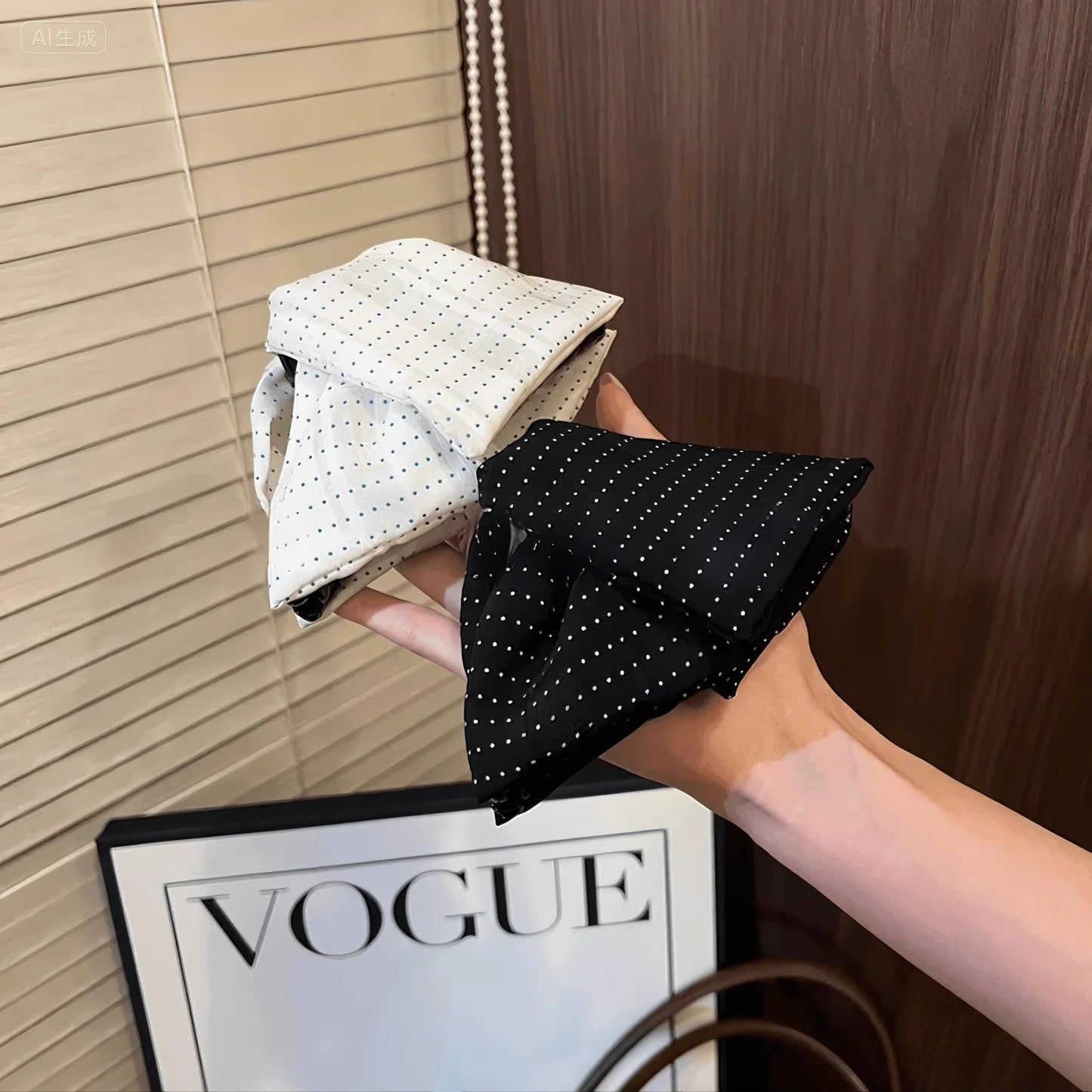 Fermaglio per capelli da donna triangolare minimalista in acrilico e tessuto con design artigianale, accessorio alla moda per pendolari