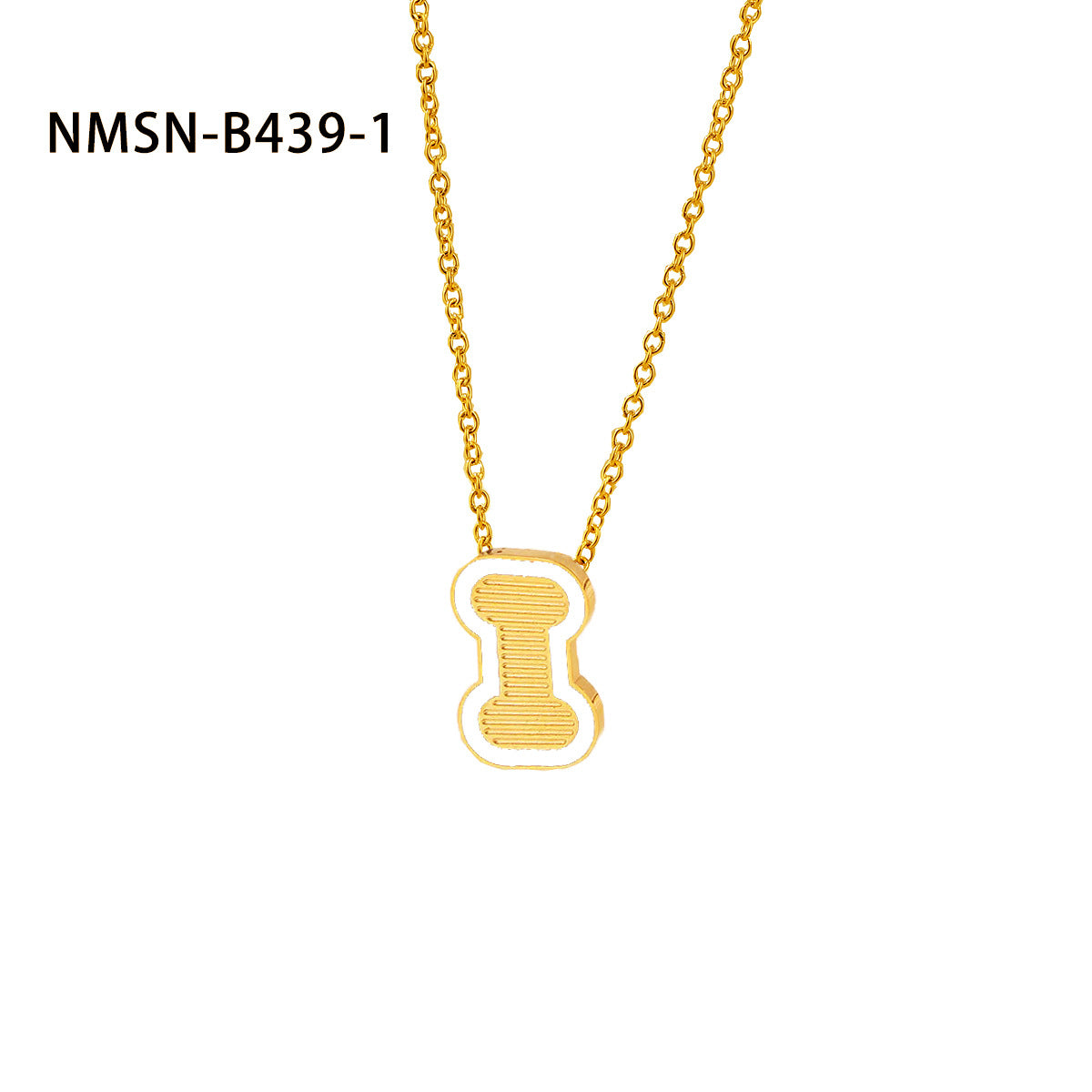 Collana con pendente a forma di lettera minimalista in acciaio inossidabile placcato oro 18 carati e dettagli in smalto da donna