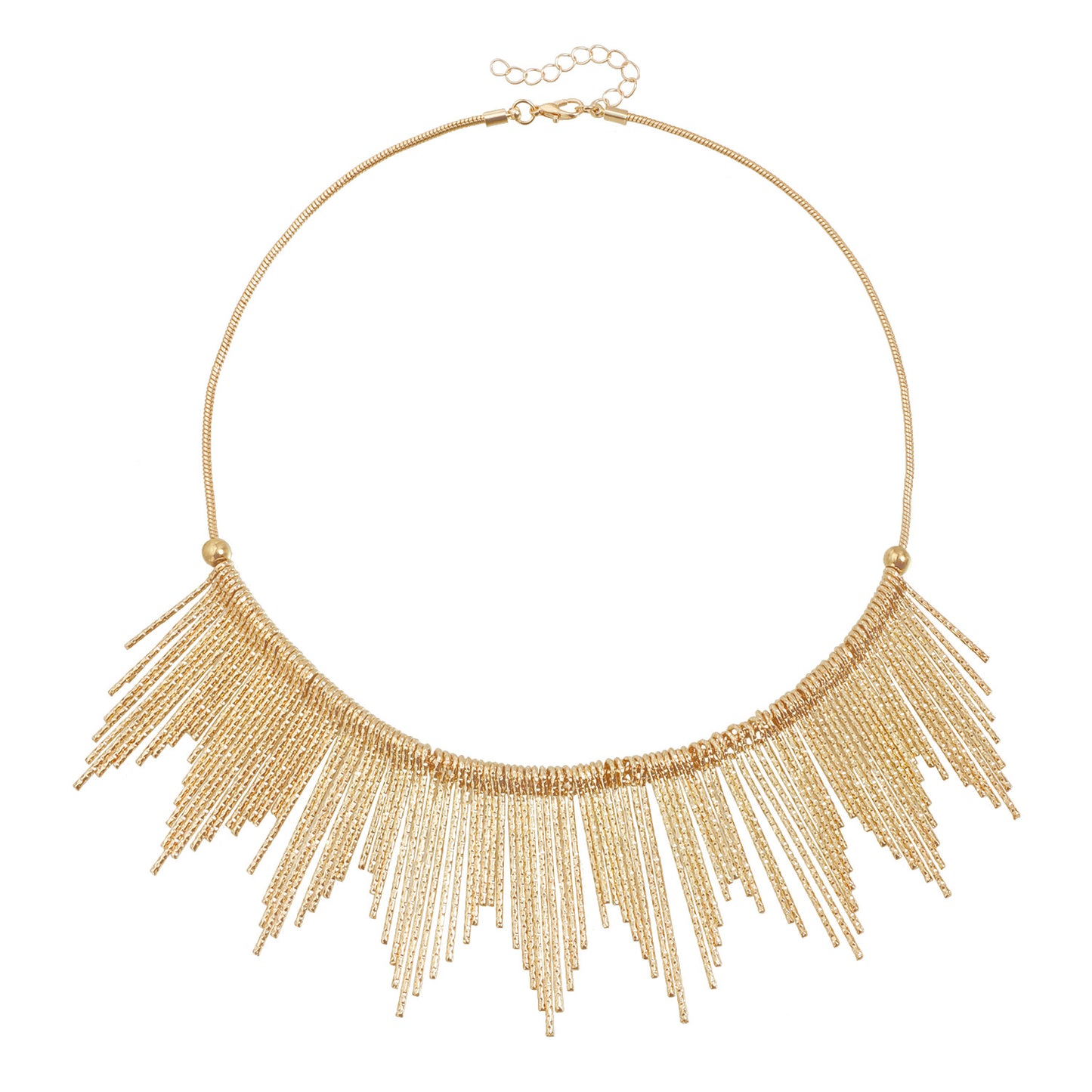 Textured Geometric Alloy Plated Pendant Necklace with Tassel for Women