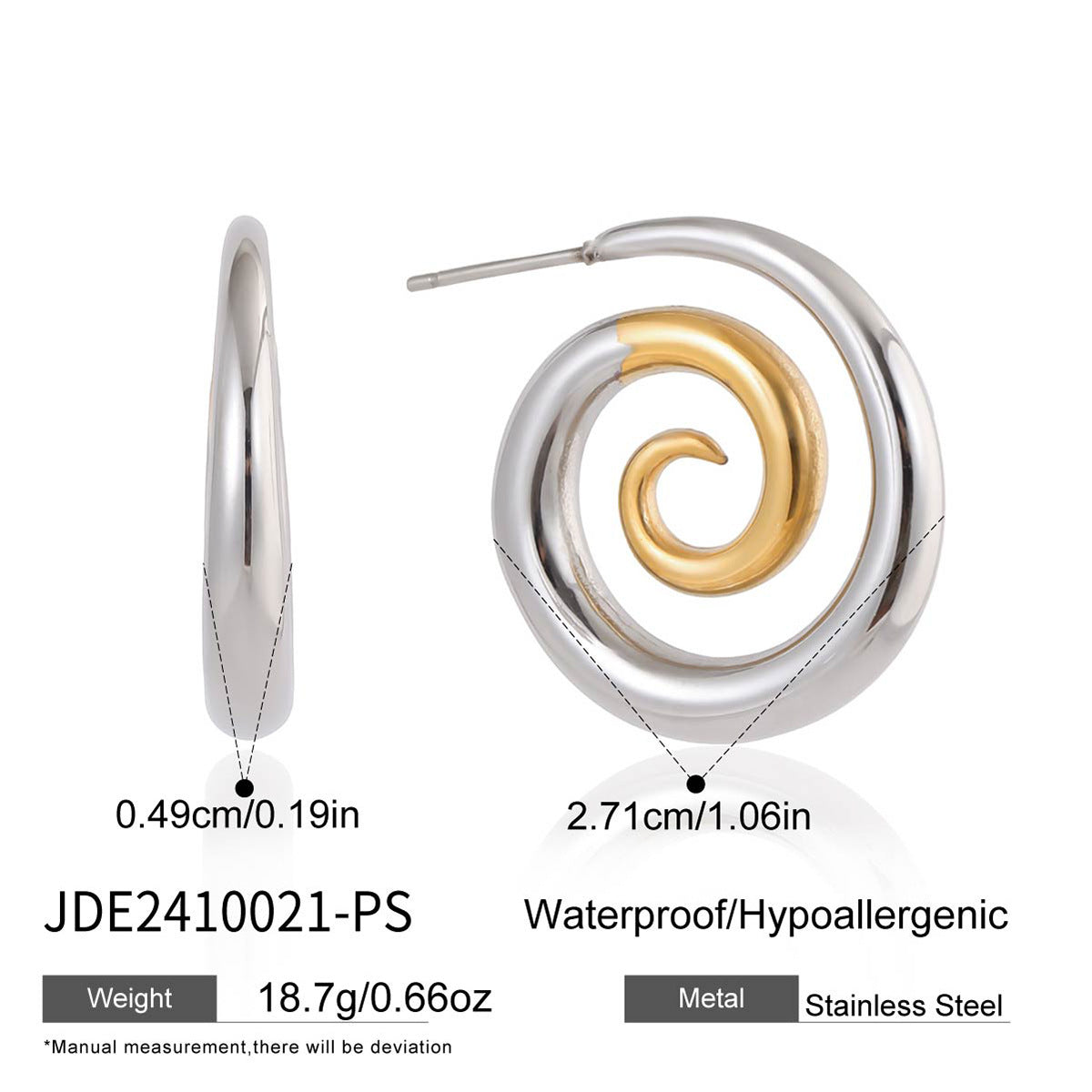 Pendientes de acero inoxidable geométricos minimalistas con baño de oro al vacío PVD para mujer