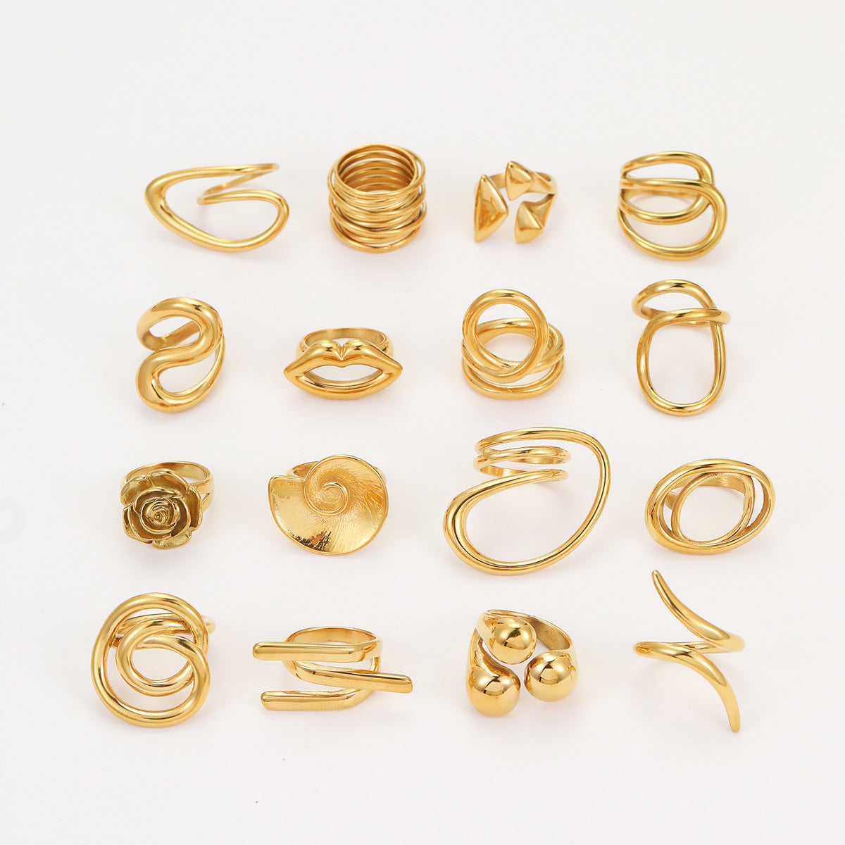 Anillo minimalista geométrico de acero de titanio para mujer con acabado chapado, banda personalizada de acero inoxidable de alta gama