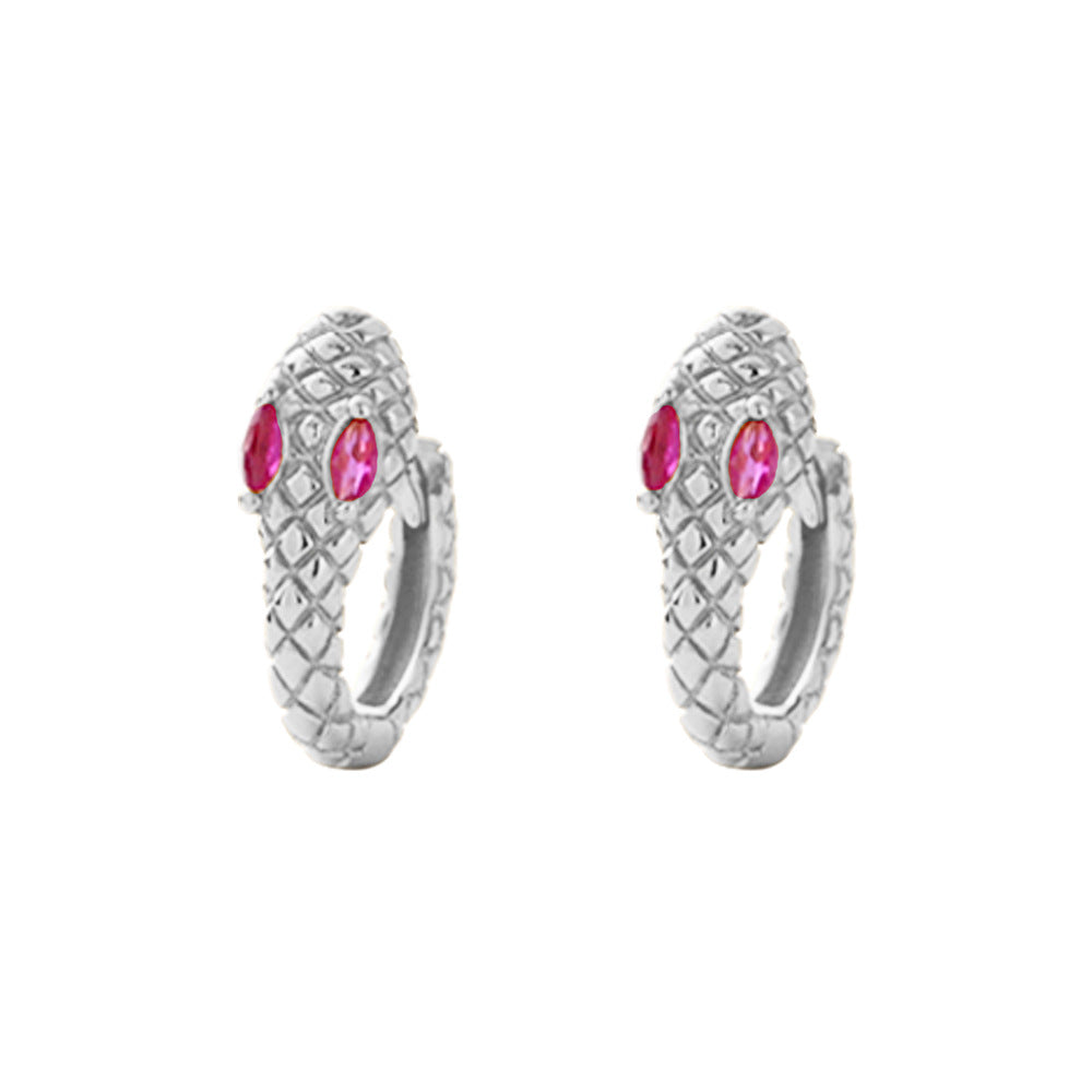 Orecchini a clip creativi a forma di animale in argento sterling S925 con intarsio di strass e finitura smaltata, unisex