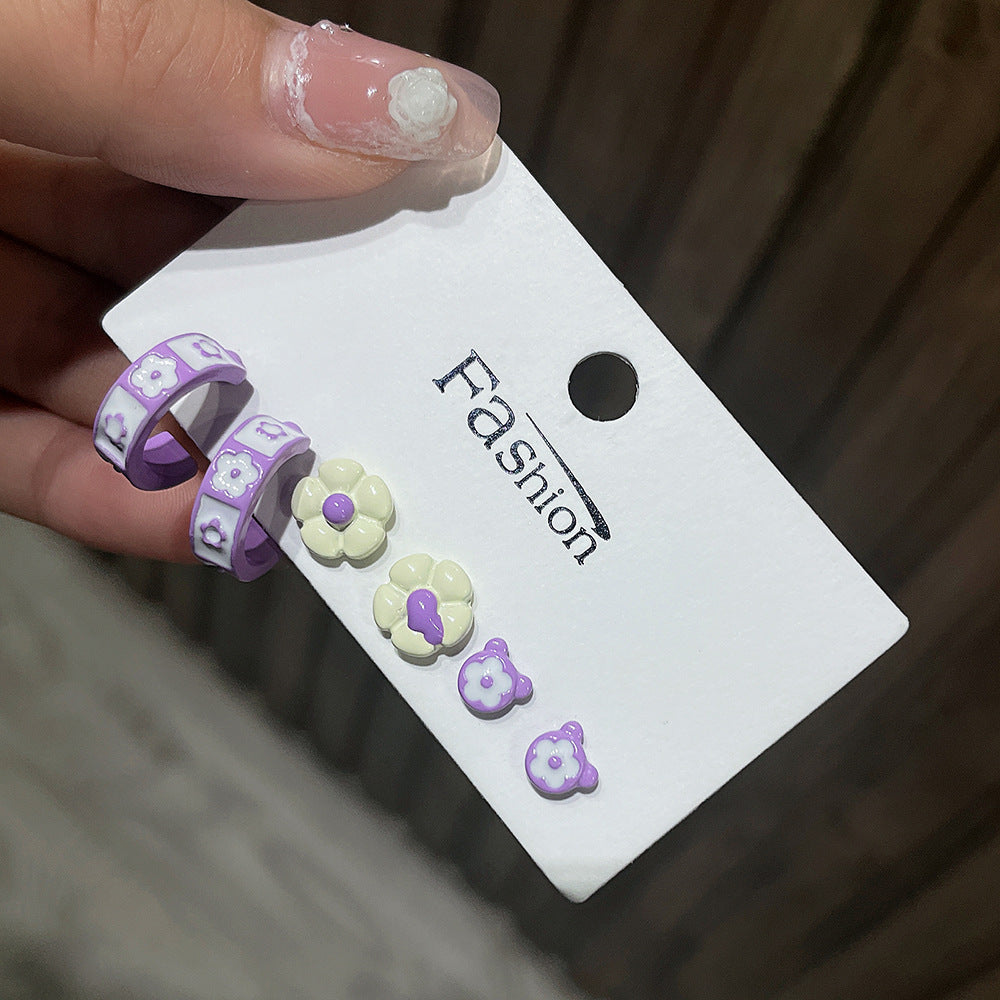 Set di orecchini a lobo minimalisti con farfalla e cuore, lega micro-intarsiata con perni in argento sterling 925