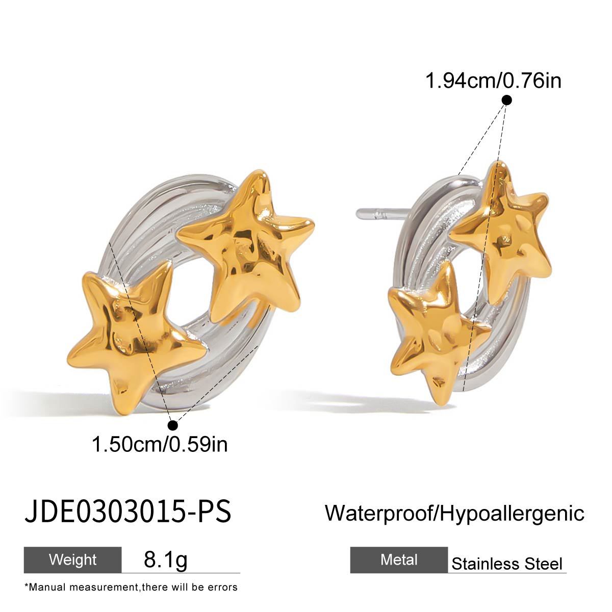 Minimalist Star-Shaped Stainless Steel Stud Earrings with Plated Finish for Women