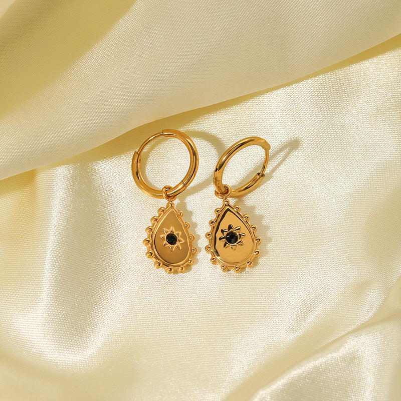 Orecchini da Donna in Acciaio Inossidabile a Goccia di Ispirazione Vintage con Placcatura in Oro 18K