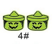 Pendientes de madera de Halloween para niños con formas de fantasma, dulces, calabaza, cesta, gato negro, calavera, polilla, cabeza de alienígena y murciélago con diseño impreso