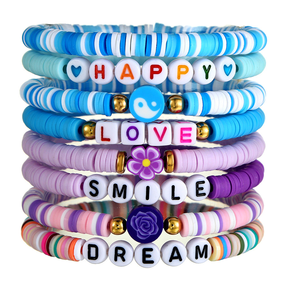 Bohemian Gold Geometric Round Resin Bracelet Set for Women