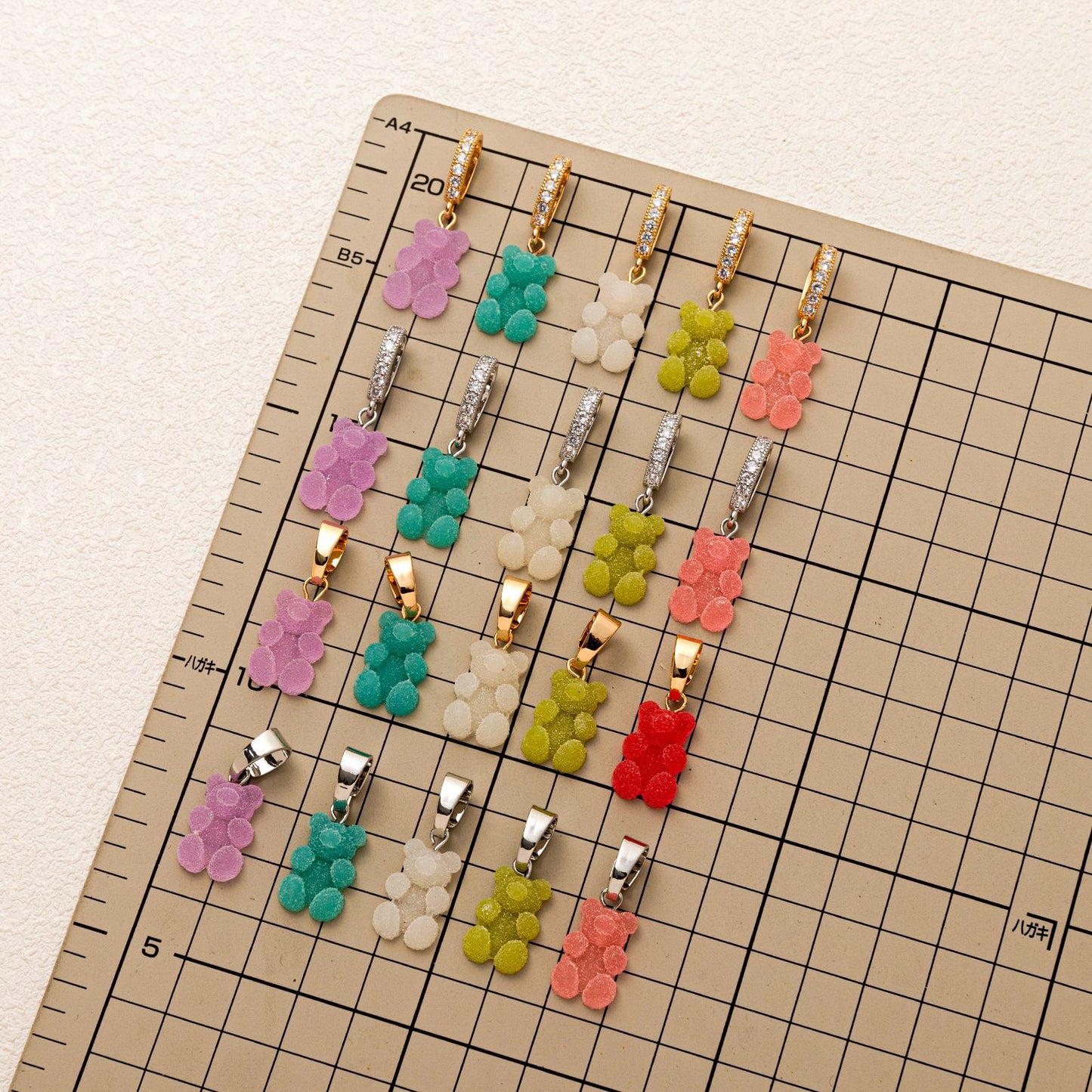 Colorful Plated Stainless Steel Bear Charm Bar