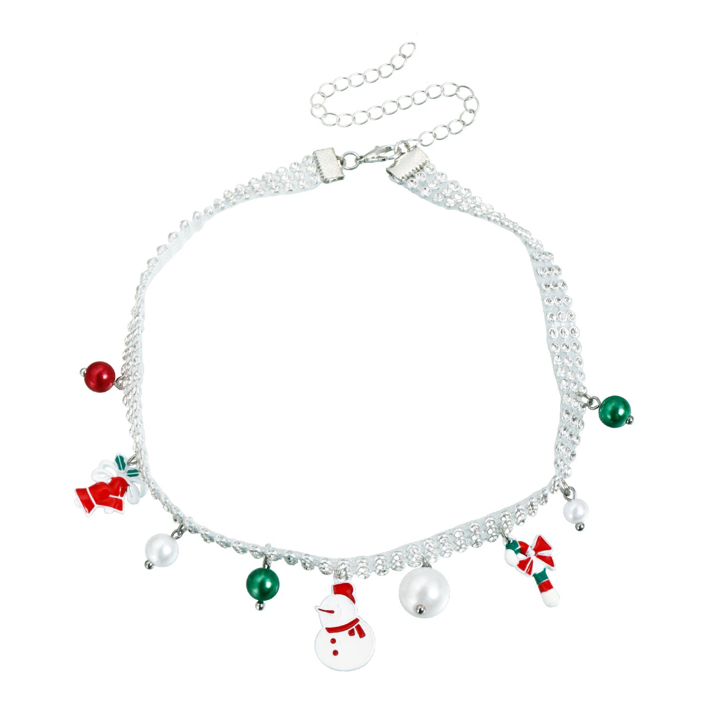 Elegant Geometric Alloy Plated Rhinestone Snowflake Choker Necklace for Women Christmas Party