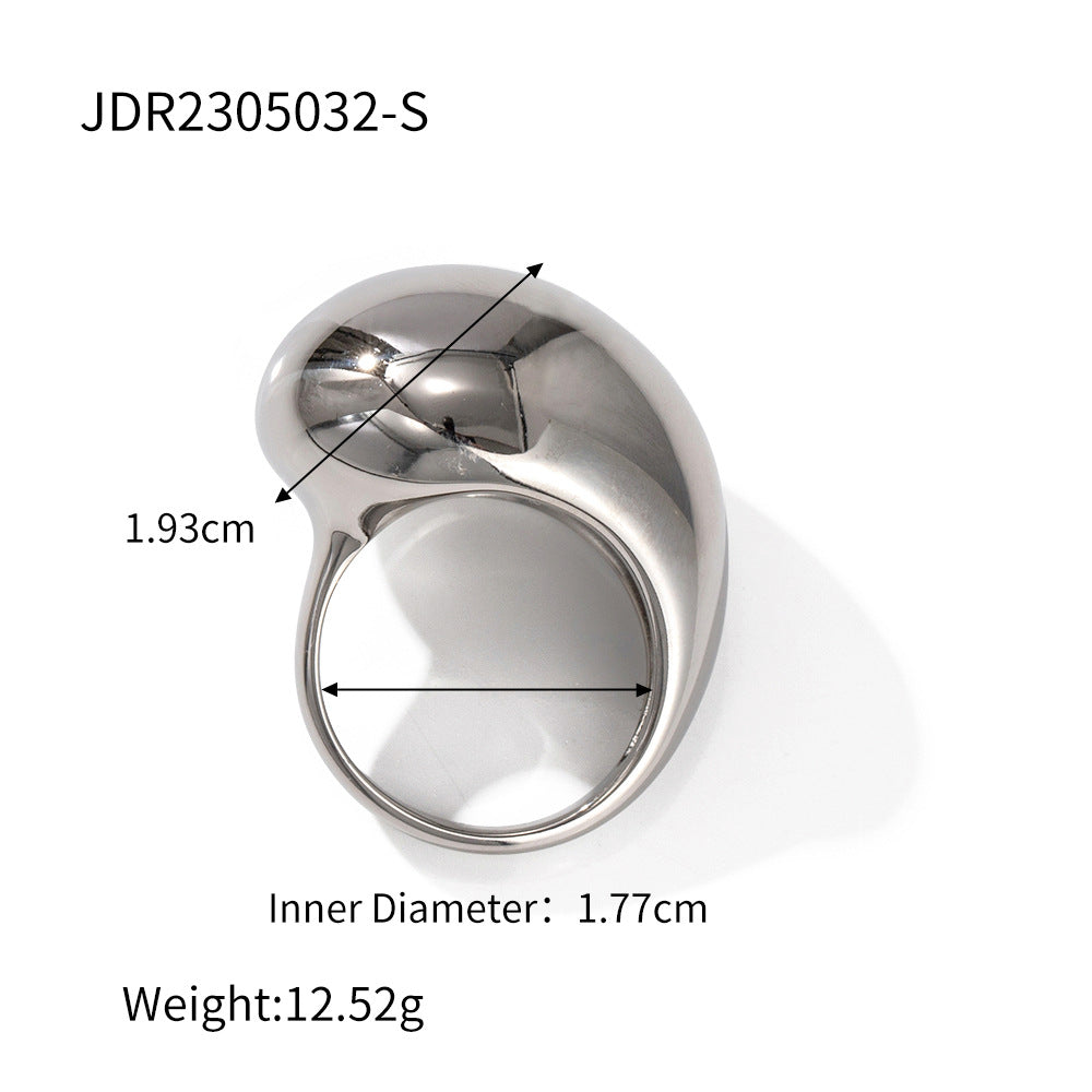 Anillo Cerrado de Acero Inoxidable con Baño de Oro de 18K de Diseño Geométrico y Moderno para Mujer