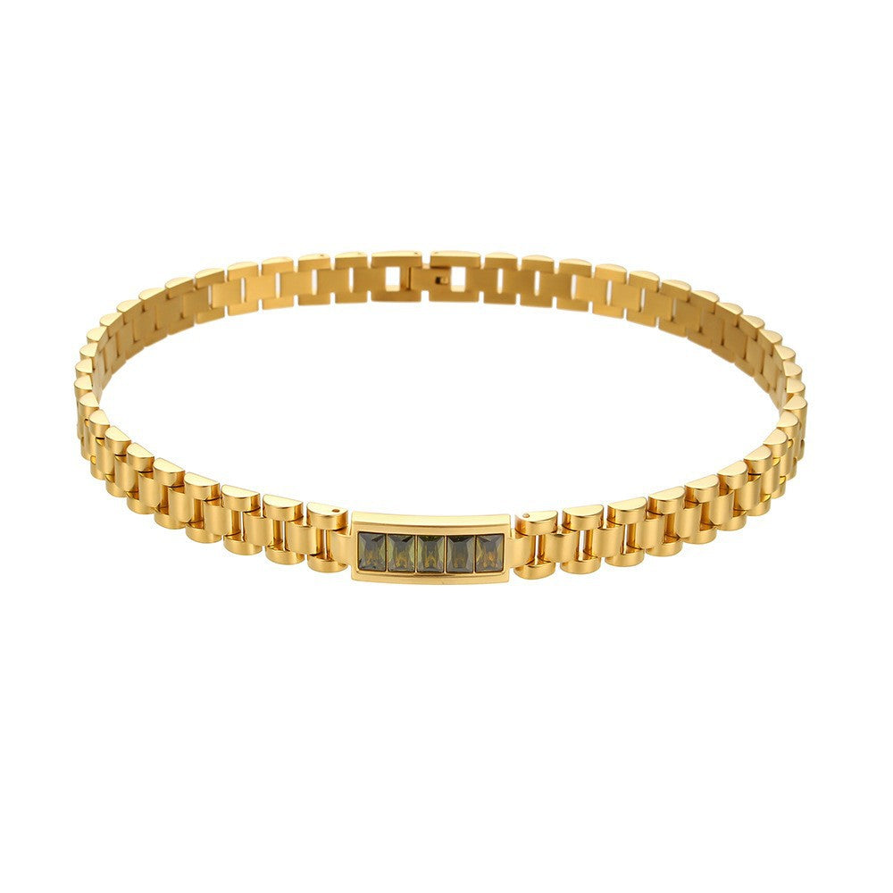 Collana pendente geometrica minimalista in acciaio inossidabile con placcatura in oro 18 carati su catena a maglia cubana