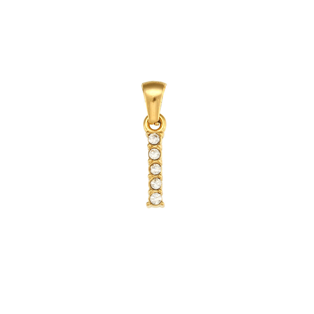 Minimalist Letter Pendant Necklace Stainless Steel with 18K Gold Plating Micro-Pave Zirconia and Pearl Accents