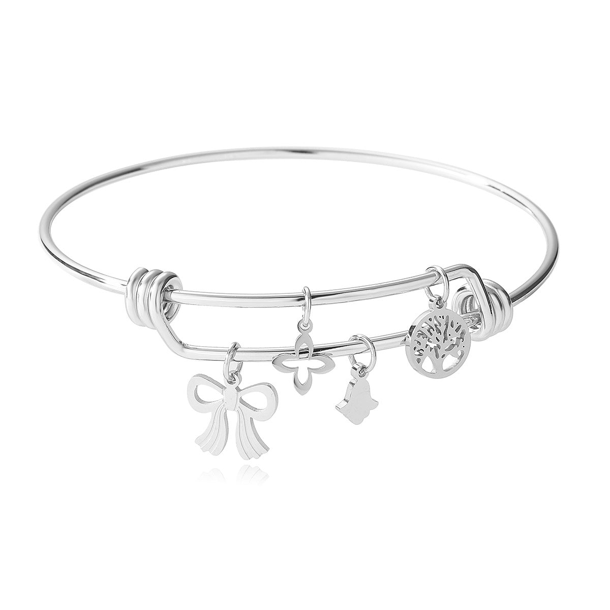 Pulsera de moda minimalista con nudo de mariposa Árbol de la vida para mujer, chapada en acero inoxidable