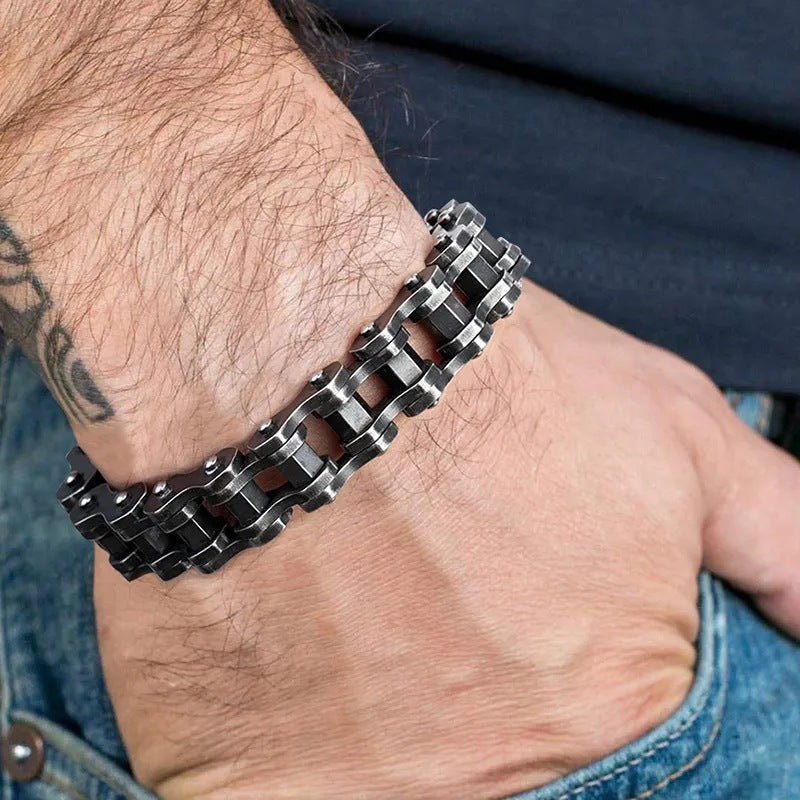 Punk Geometric Round Titanium Steel Stainless Steel Men's Rolling Bicycle Bracelet