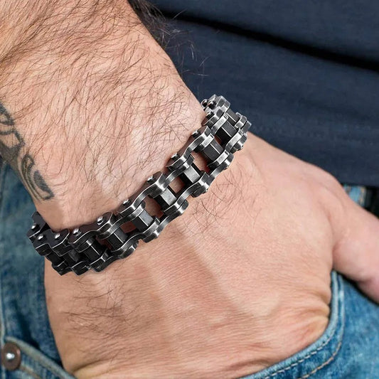 Punk Geometric Round Titanium Steel Stainless Steel Men's Rolling Bicycle Bracelet