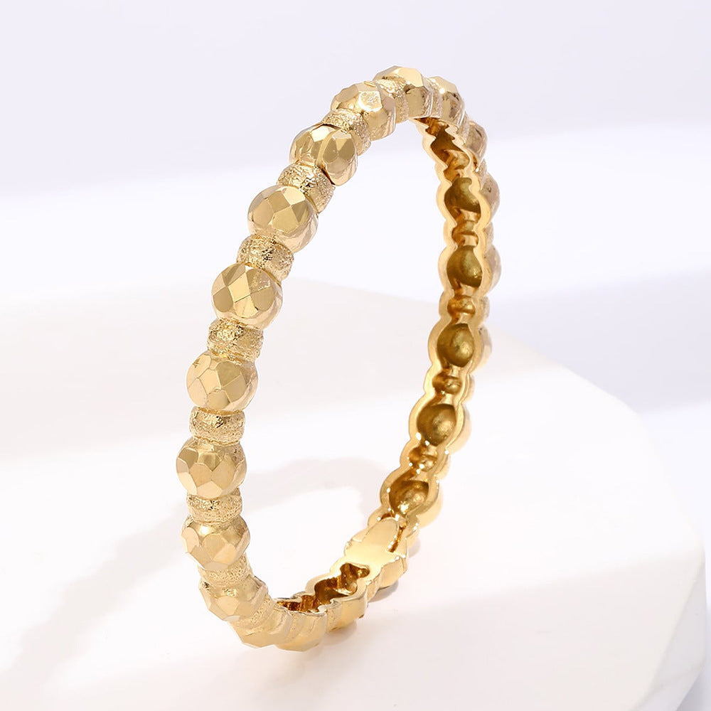 Vintage Geometric Copper Bracelet for Women with Gold Plating and Micro-Pave Detailing