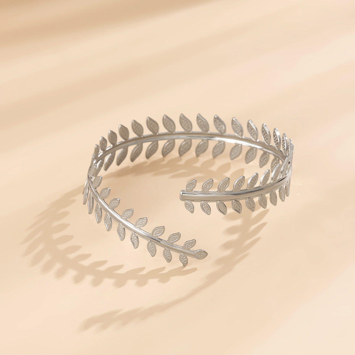 Minimalist Leaf Tassel Adjustable Open Cuff Bracelet for Women