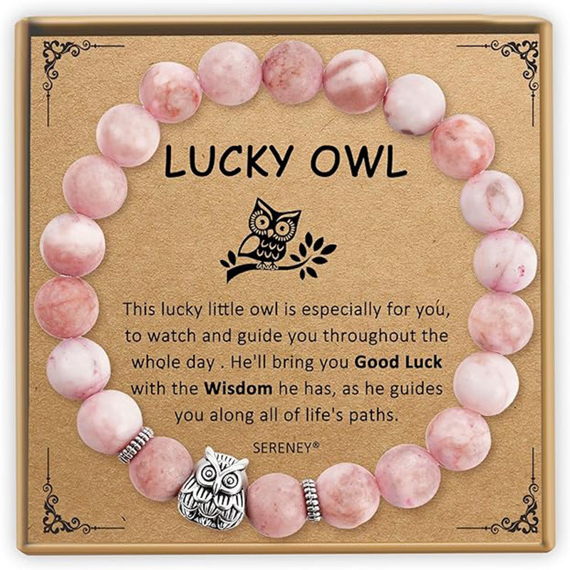 Minimalist 8mm Pink Zebra Print Round Animal Alloy Beaded Bracelet Unisex Adjustable Handmade Jewelry