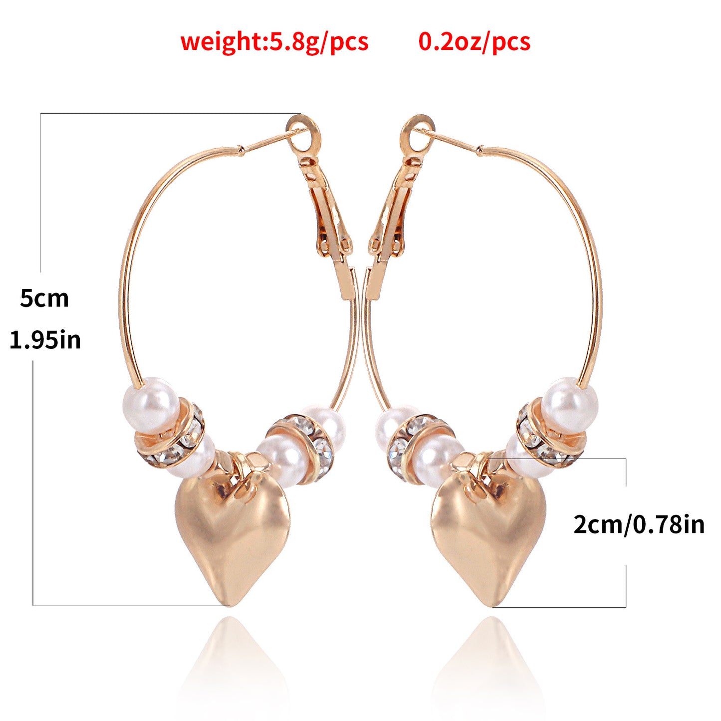 Minimalist Heart-Shaped Alloy Ear Cuffs with Micro-Pavé Rhinestone and Pearl Accents for Women