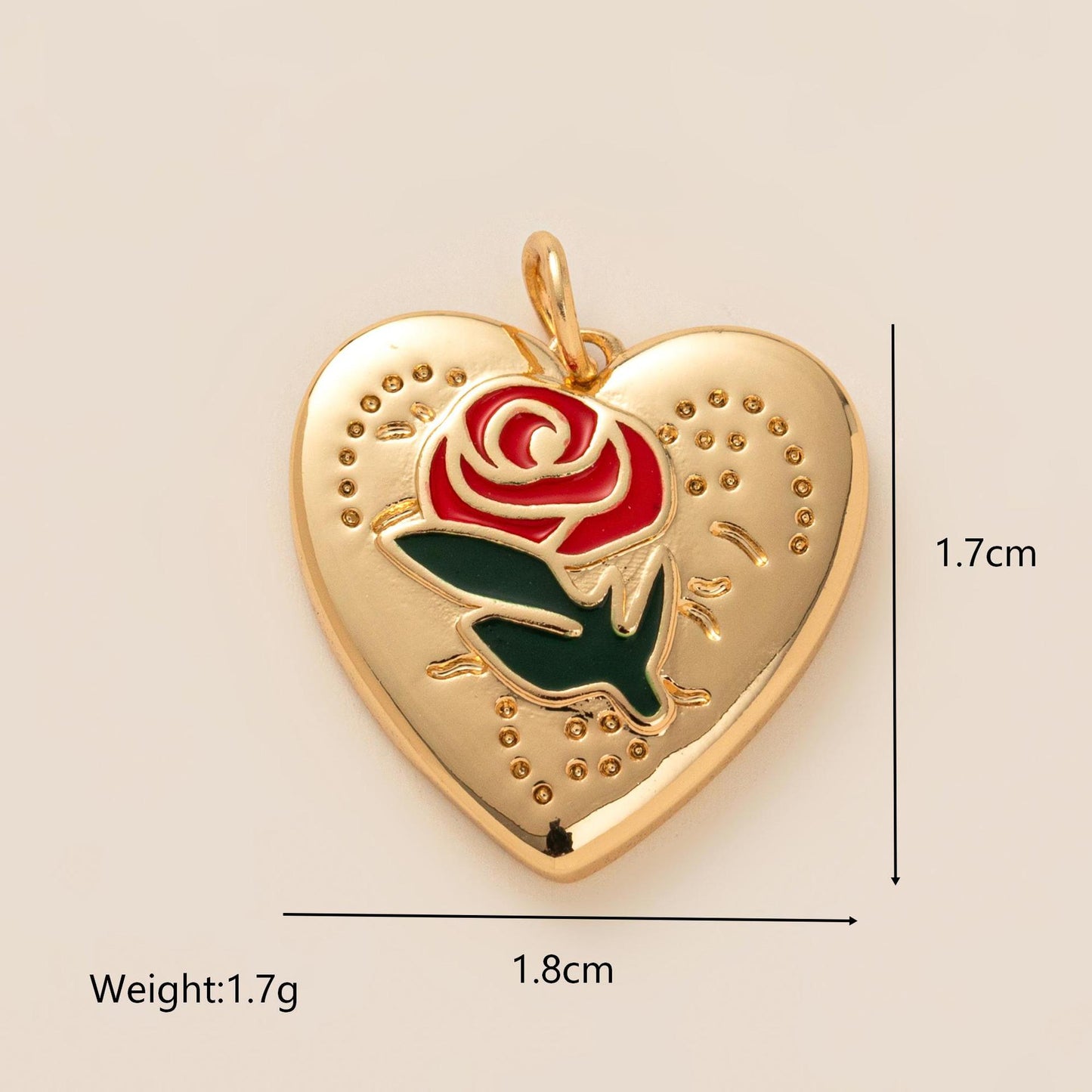 Vintage Gold Plated Brass Heart Cross Charm Bar