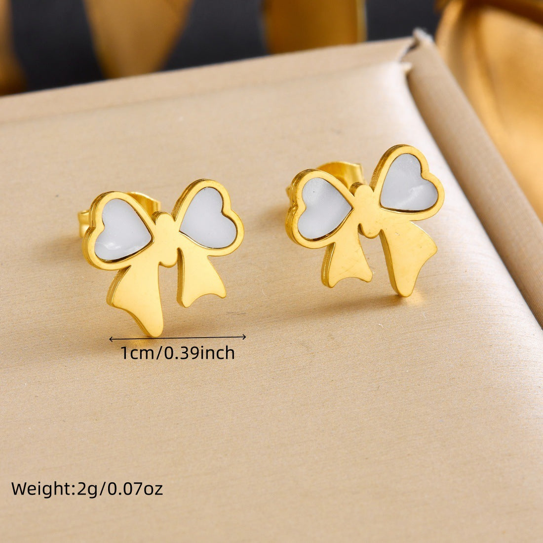 Minimalist Elegant White Gold Plated Bow Knot Stainless Steel Jewelry Set for Women