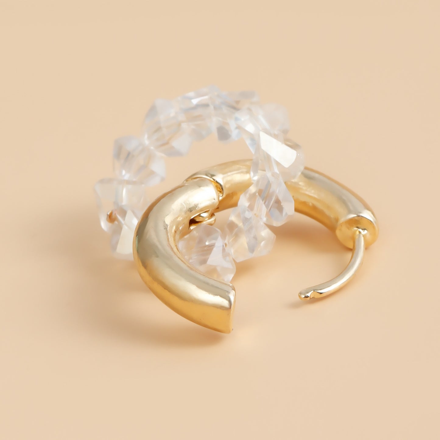 Pendientes de doble aro geométricos en metal chapado para mujer con postes de acero inoxidable