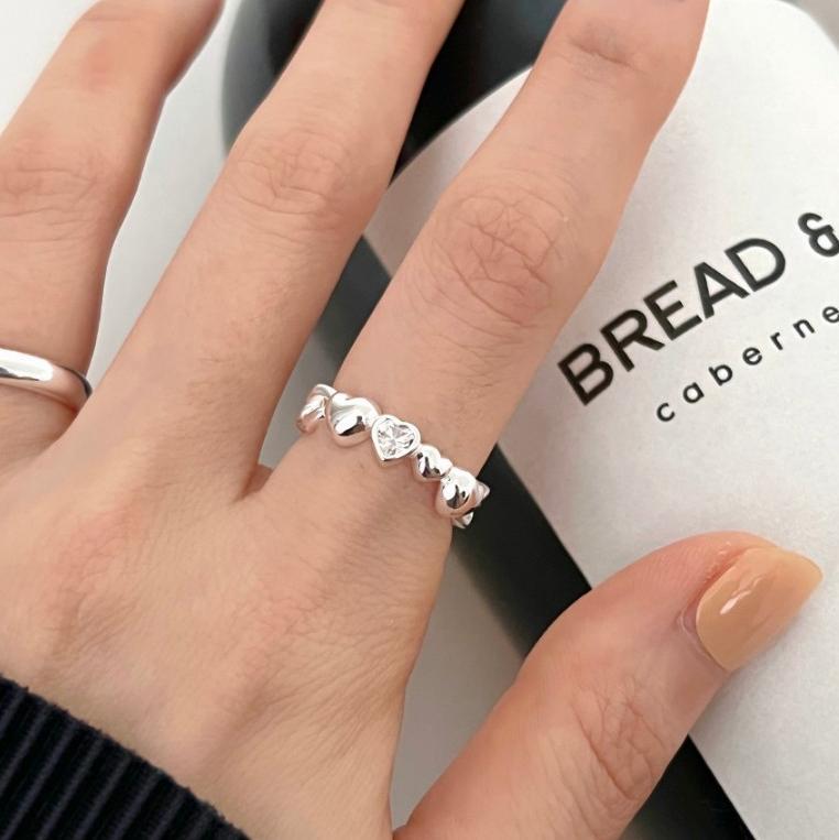 Minimalist Heart-Shaped 925 Sterling Silver Ring for Women with Plated Finish