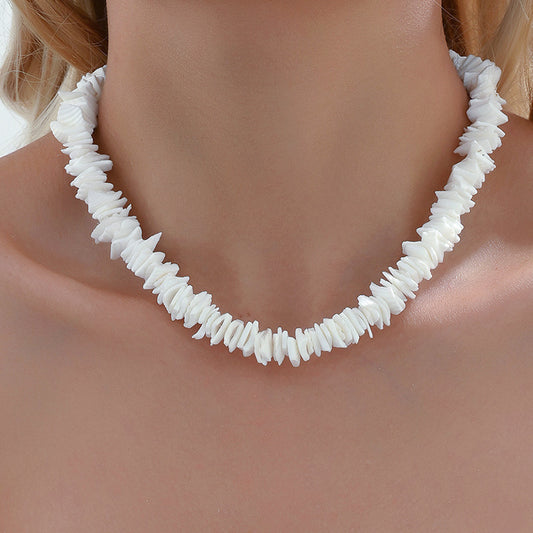 Collana a Guscio Geometrico Irregolare Minimalista da Donna con Catena Regolabile