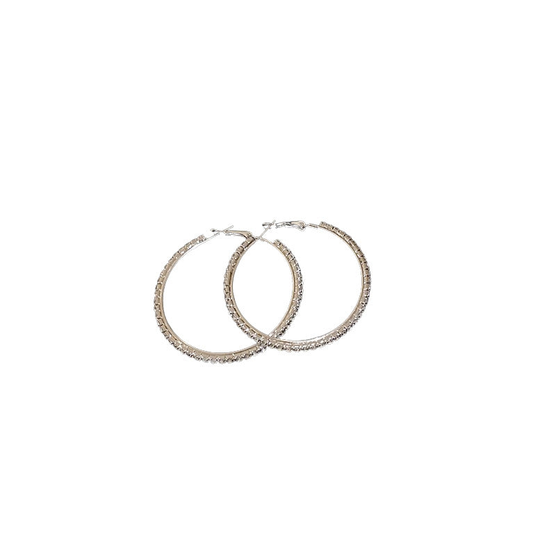 Orecchini a Cerchio da Donna Minimalisti di Lusso Geometrici con Strass Intarsiati in Rame con Design Rotondo