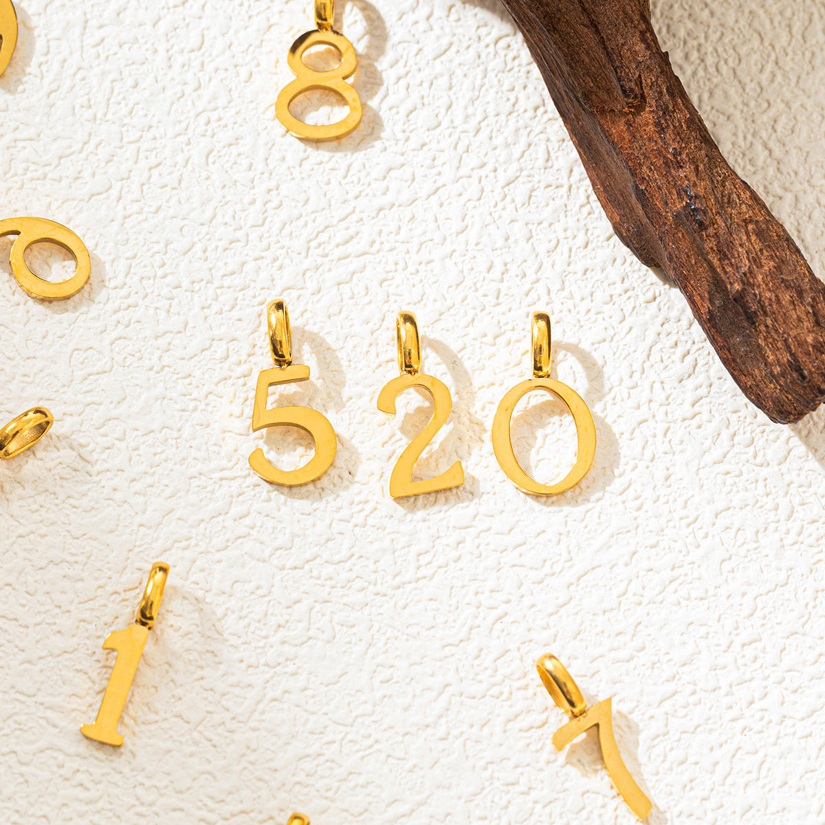Minimalist 18K Gold Plated Titanium Steel Number Charm Bar