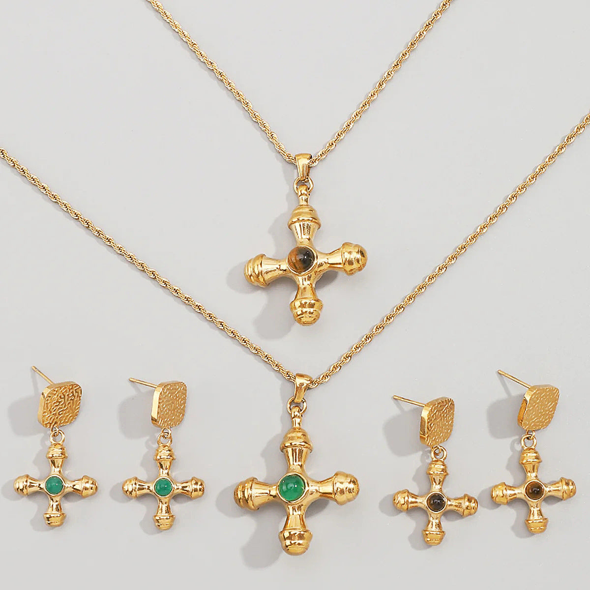 Collana Pendente a Croce Geometrica Stile Palazzo Vintage da Donna con Costruzione in Lega e Finitura Elettroplaccata