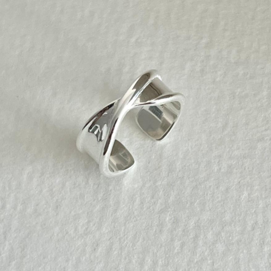 Anillo de plata de ley 925 con forma de corazón plegado irregular para mujer, joyería minimalista llamativa