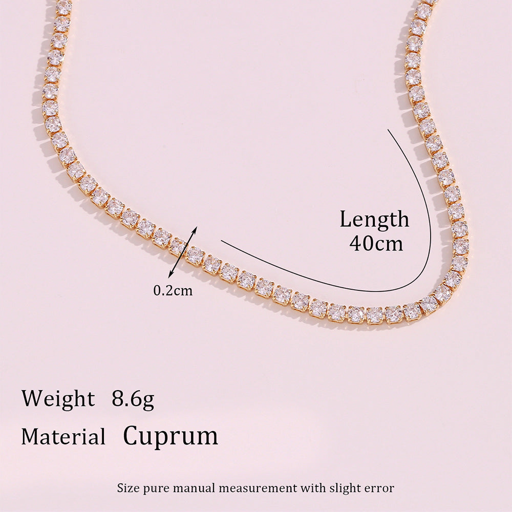 Minimalist Geometric Pendant Necklace for Women in Copper with 18K Gold Plating and Micro-Pave Zirconia