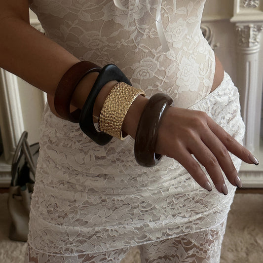 Pulsera chapada en aleación, geométrica, minimalista, cuadrada y redonda