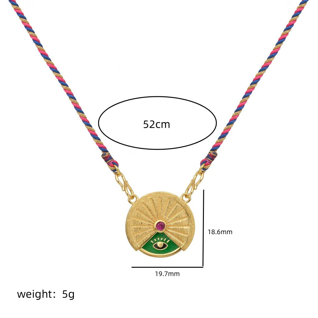 Collana con Pendente Girevole Tarocchi con Motivi Floreali e a Cuore, Design a Moneta in Rame Placcato Oro, Gioiello di Moda per Ufficio da Donna