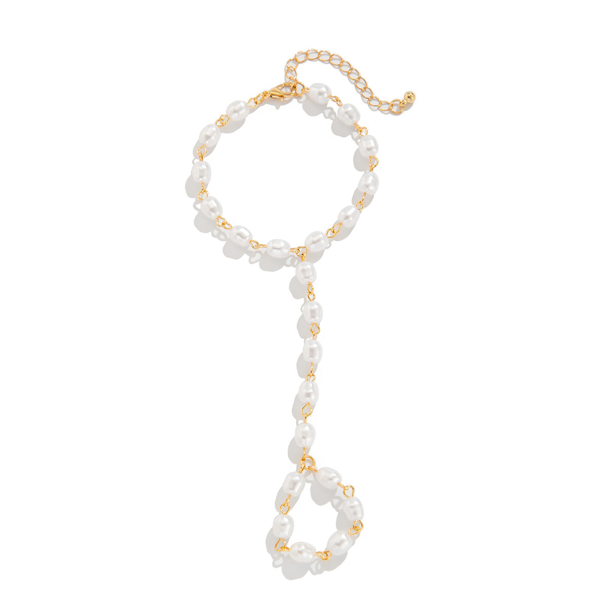 Pulsera de cadena delicada de estilo perla geométrica minimalista para mujer con acabado chapado