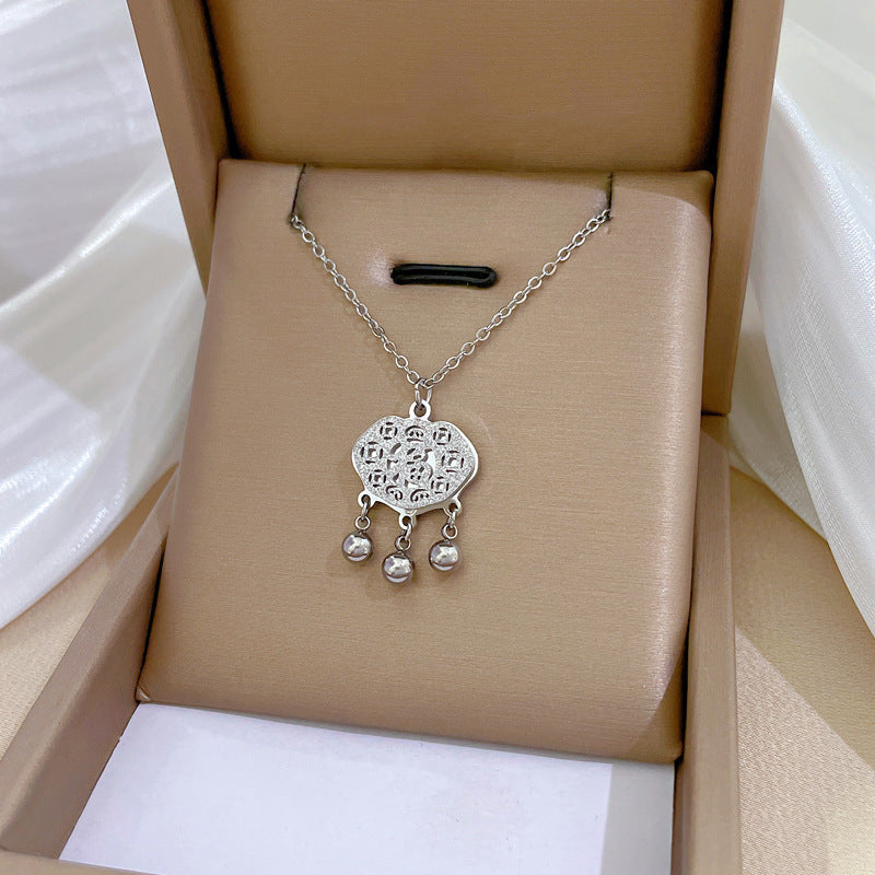 Geometric Minimalist Titanium Steel Plated Necklace with Stainless Steel 304 Pendant for Unisex