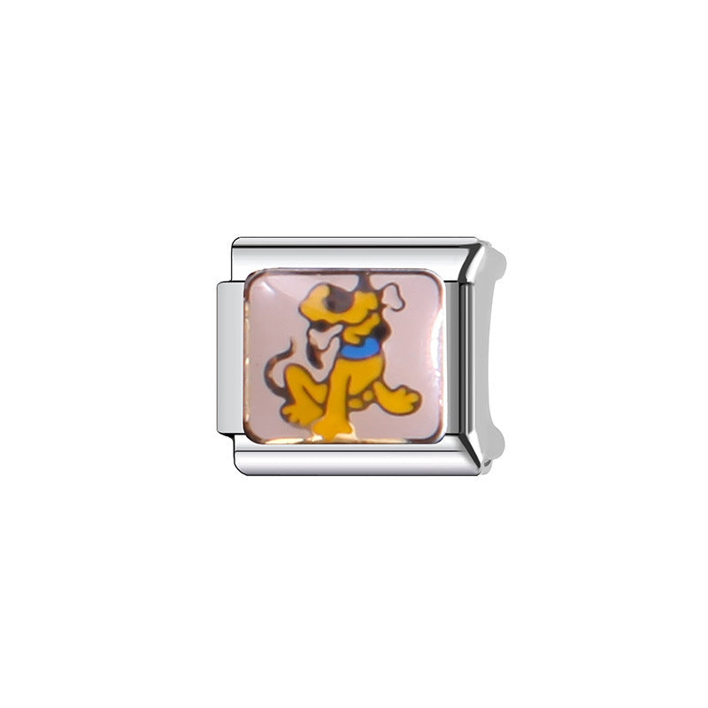 Sweet Cartoon Character Stainless Steel Plated DIY Charm Bar Watch Strap