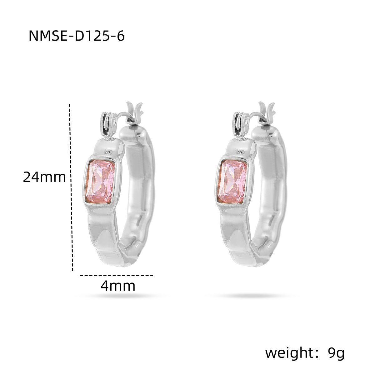 Orecchini da donna in titanio a forma quadrata, minimalisti, con intarsio in zircone colorato e finitura placcata
