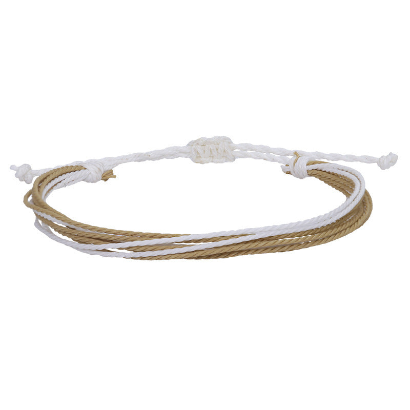 Bohemian Sweet Handmade Braided Wax Cord Bracelet U Shape Unisex Lucky Charm