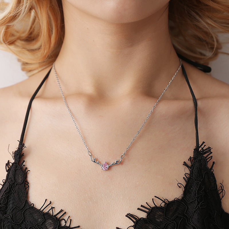 Deer Antler Necklace Alloy Water Wave Chain