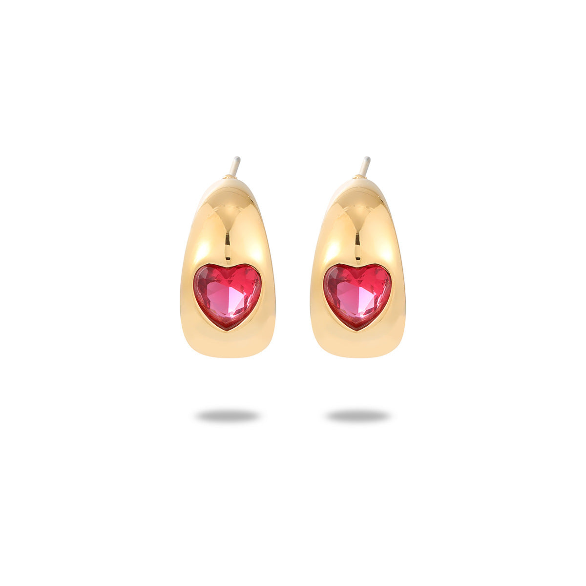 Orecchini a cerchio a forma di cuore in acciaio inossidabile placcato oro 18K con zirconi, stile vintage, da donna