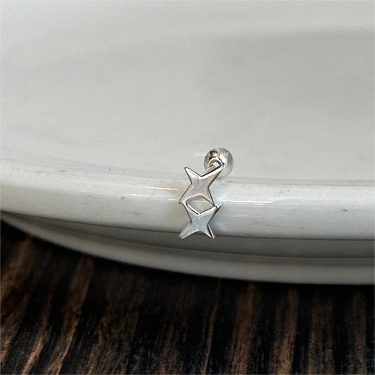 Orecchini a perno da donna minimalisti a forma di stella in argento sterling 925 con finitura placcata