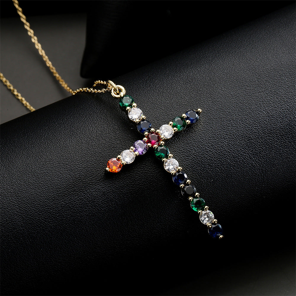 Hip-hop Geometric Brass Inlaid Cubic Zirconia Pendant Necklace