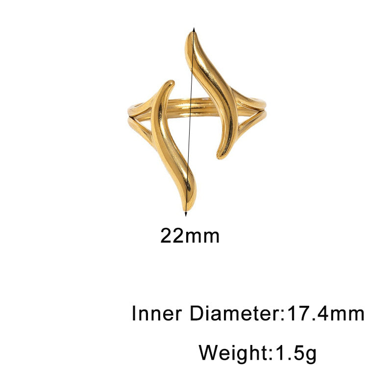 Minimalist Geometric Gold Plated Stainless Steel Ring for Women