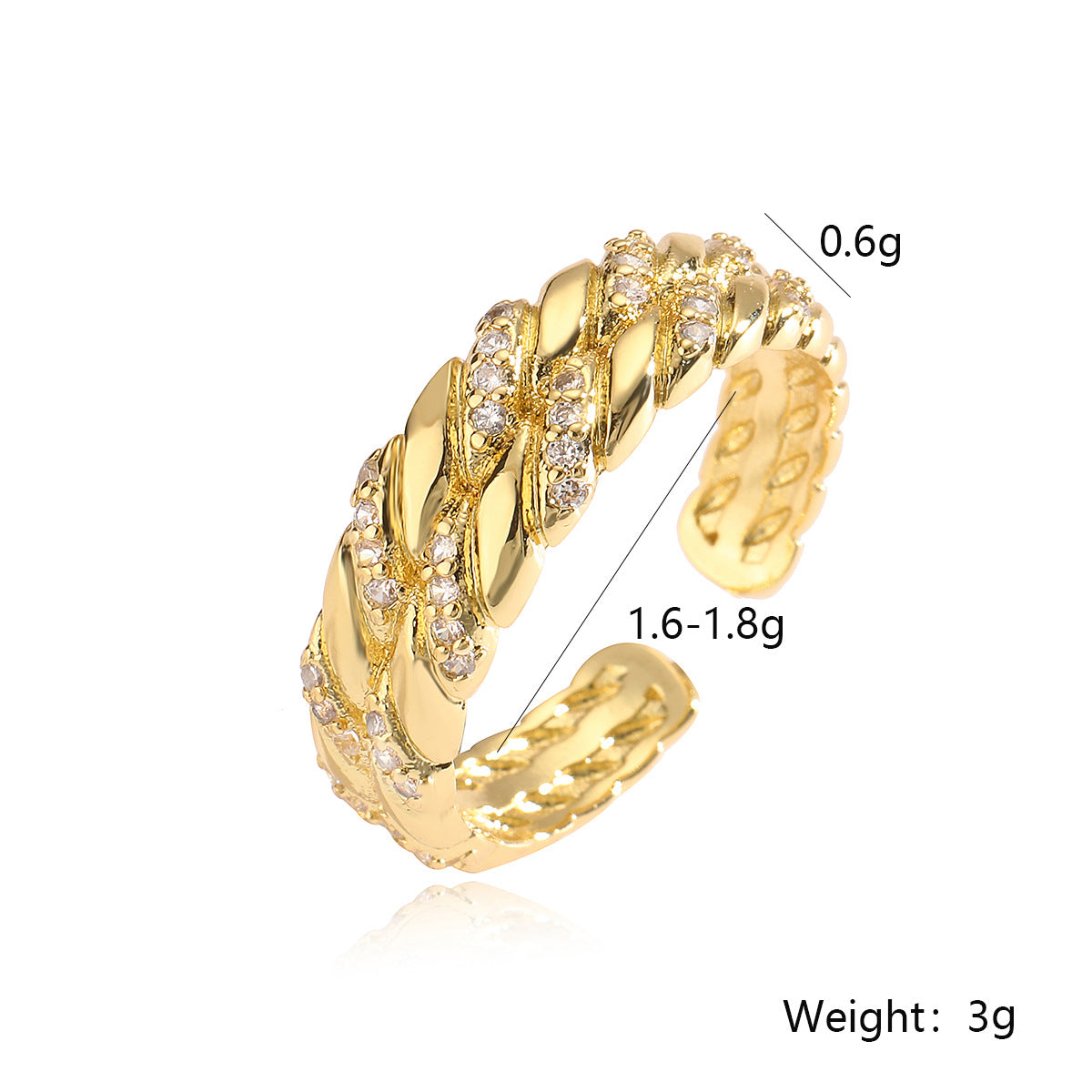 Anello da Donna Minimalista Geometrico in Rame Placcato Oro 18K con Intarsio in Zirconi