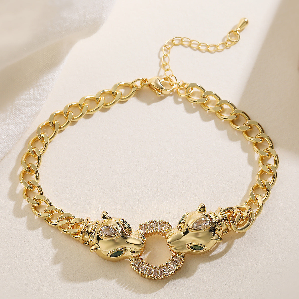 Minimalist Hip-hop 18K Gold Plated Brass Leopard Pendant Necklace