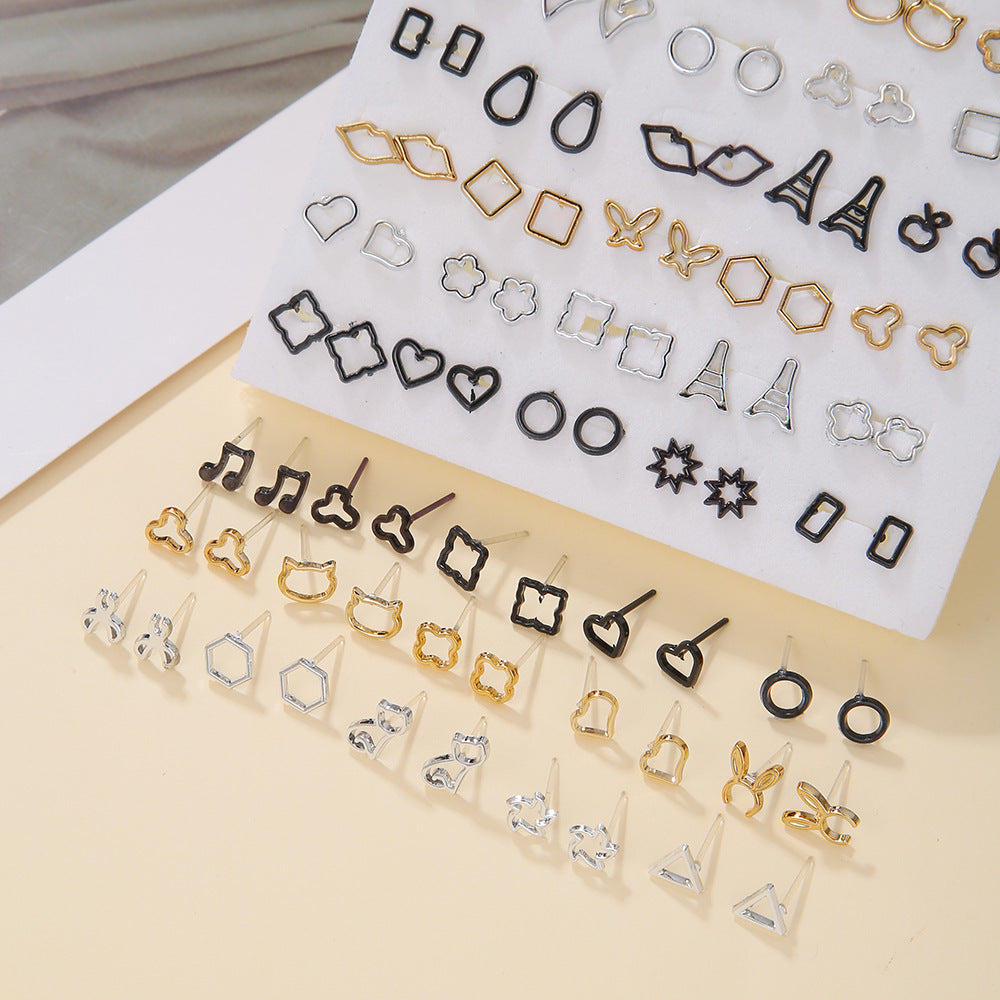Casual Geometric Round Resin Drip Oil Rhinestone Stud Earrings with Stainless Steel Posts
