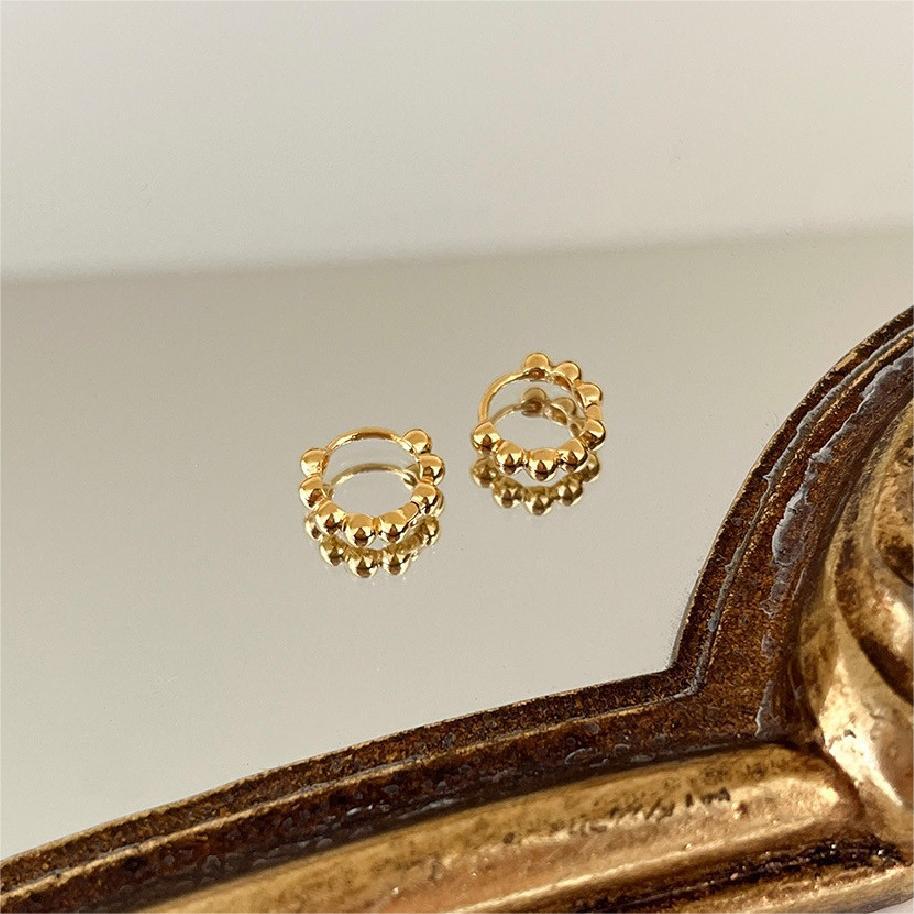 Minimalist Sweet 925 Sterling Silver Round Geometric Letter Hoop Earrings with Plated Finish